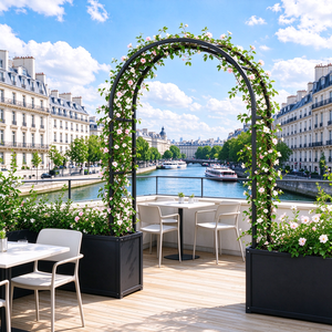 <span class=keywords><strong>Arche</strong></span> de <span class=keywords><strong>jardin</strong></span> en <span class=keywords><strong>fer</strong></span> noir, treillis tubulaire carré, revêtement PVC, 230 x 110 x 40 cm, support décoratif pour plantes, pour patio et mariage - Product Image 2