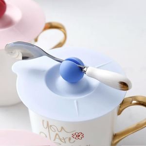 Food Grade Silicone <b>Cup</b> Lid with Dustproof Breakfast Mug and Spoon Modern Design Tea <b>Cups</b> & <b>Saucers</b> - Product Image 4