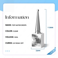 Gel à ongles effet gouttes d'eau 3D sans essuyage, 15 ml, effet gouttes d'eau stéréoscopique, couche de finition transparente longue durée