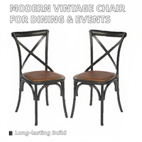 Chaise en bois et fer vintage moderne de haute qualité, pliable, dossier croisé, empilable, pour la maison, le bar, la salle à manger, les mariages, les locations d'événements