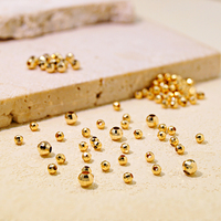Perles Facettées 18K, Petites Perles Rondes Brillantes en Or Véritable, Entretoises DIY pour la Fabrication de Bijoux, Composants et Accessoires