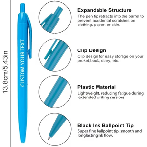 Stylo bille rétractable en plastique personnalisé, plusieurs couleurs, avec mécanisme clic-stick, stylos promotionnels personnalisés, impression UV pour la promotion - Product Image 4