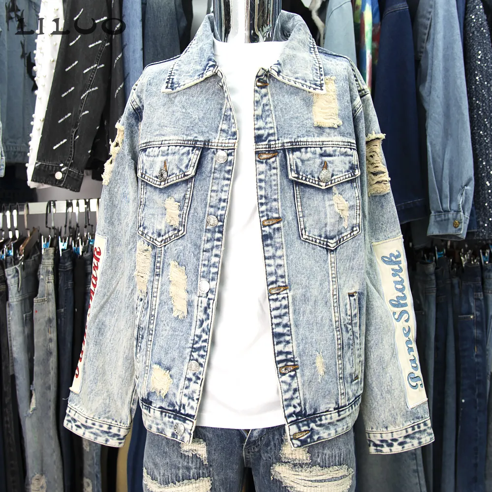 1 pcs shipping Wasteland Style Loose Denim Jacket Vintage High Street Baggy Coat Trend Denim Coat For Men