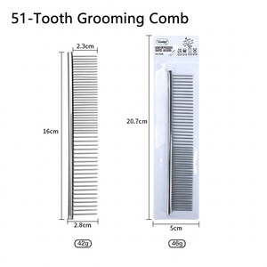 Peine de Alta Calidad para Mascotas, Peine Metálico para Perros y Gatos, Peine de Doble Cara con Dientes Finos y Anchos para Eliminar el Pelo Suelto - Product Image 2