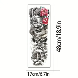 Sheets Full Arm Temporary Tattoo Tattoo Stickers Long Lasting Waterproof Realistic Dragon Art Temporary Tattoo For Men