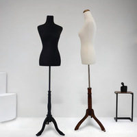 Mannequin femme ajustable demi-corps noir et blanc avec support, jambes en mousse, buste, tête et mains pour présentoir de magasin de vêtements