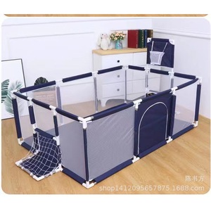 Baby Playpen Indoor Safety Fence Rectangle Blue Fabric Baby Crawling Enclosure - Product Image 1