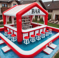 Installations d'amusement aquatiques Tente de piscine relaxante Blow-Up Pub Bars de relaxation portables Bar de piscine gonflable mobile portable