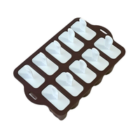 Moule à glace à dix cavités en silicone de qualité alimentaire avec bâtonnets en bois pour desserts glacés faits maison