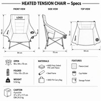 Silla de Playa Plegable Portátil con Marco de Acero y Tela Oxford, Estilo Pesca, con Calefacción, Muebles de Exterior con Logotipo Personalizado