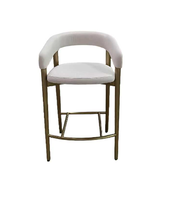 Tabouret de bar en tissu à accoudoirs courbes, base en acier inoxydable 304, pieds couleur champagne, chaise de comptoir personnalisable pour hôtel, extérieur, chambre