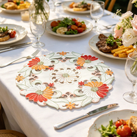 Napperons ronds personnalisés brodés de motifs floraux, napperons de luxe en tissu pour mariage, fête, banquet, maison, cuisine, salle à manger