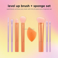 0089 Real Technique Kit de voyage 4-en-1 personnalisé pour maquillage naturel avec paillettes liquides, pinceaux et éponges, vente en gros avec logo