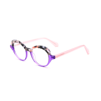 Montures optiques transparentes colorées en acétate, lunettes rondes vintage, montures de lunettes pour femmes, lunettes de prescription en gros