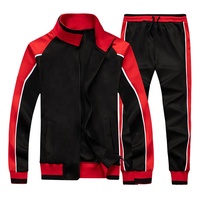 Ensembles de survêtements pour hommes à blocs de couleur, haute qualité, grandes tailles, avec fermeture éclair, personnalisables avec logo, pour la course et le jogging (sweat-shirt et pantalon)