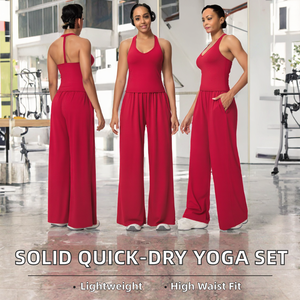 Ensemble de yoga uni et léger à séchage rapide : soutien-gorge de sport une pièce à bretelles et short de yoga texturé à manches longues - Product Image 2