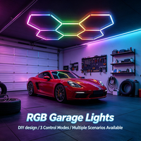 Lampes de garage RGB hexagonales modulaires, forme personnalisable DIY pour garage, sous-sol, salle d'exposition automobile, éclairage commercial