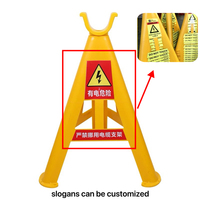 Support triangulaire LKS LXT-DZ-03 jaune 58 cm pour câble PE, étanche, isolé, gestion des câbles, avertissement de sécurité, construction extérieure