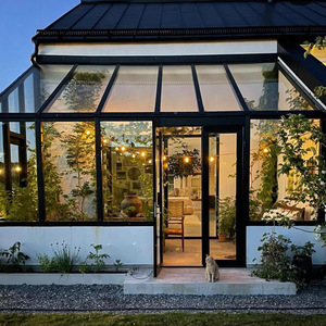 Véranda en acier à double vitrage Low-E, design européen, insonorisation, enclos de jardin - Product Image 1
