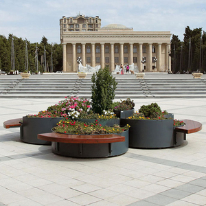 Bancs géométriques personnalisés pour salon public, entourés d'arbres, pour zone de repos extérieure de parc technologique - Product Image 2