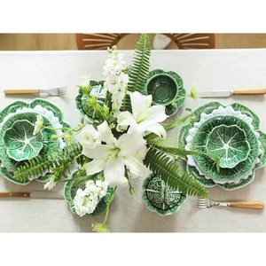 <span class=keywords><strong>2025</strong></span> phổ biến gốm bộ đồ ăn thiết lập: màu xanh lá cây bắp cải ăn tối và món tráng miệng sạc tấm, khắc bền vững gốm Hiển thị tấm - Product Image 2