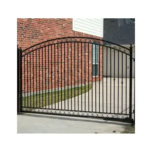 Wrought Iron Gates Electric Automatic Remote Control Modern Design Wrought Iron Metal Gate Driveway Safe Wrought Iron Fence Gate