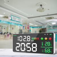 Horloge murale avec sonomètre mural, mesure du bruit de 30 à 130 dBa avec alarme, détecteur de capteur de niveau sonore DB, sonomètre LED