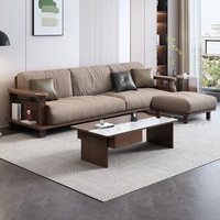 Canapé modulable multifonctionnel en bois massif de noyer noir pour salon, appartement grand ou petit, style moderne et simple, complet