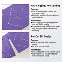 Rouleau de papier abrasif OEM 70mm*12M violet multi-trous à crochets et boucles pour polissage de peinture automobile, feuille abrasive en céramique d'alumine