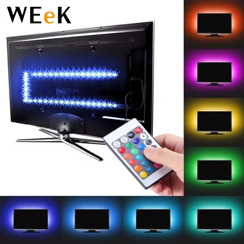 TV LED de retroiluminación para 60 a 75 pulgadas Smart HDTV conectado RGBW LED tira TV sesgo luz WL-USB24K-02