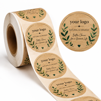 Personalisierte Maßgefertigte Kraftpapier Runde Logo-Aufkleber Selbstklebende Vintage Kraftpapier-Etiketten-Rolle für Seifenbox Kaffeetasse