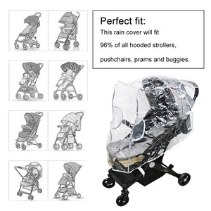 Housse <span class=keywords><strong>de</strong></span> <span class=keywords><strong>pluie</strong></span> universelle imperméable transparente en PEVA <span class=keywords><strong>pour</strong></span> poussette bébé grande taille Wazir WSC40001 - Product Image 2