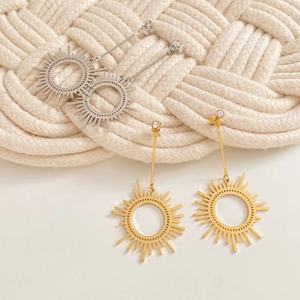 Bijoux en acier inoxydable tendance, plaqué or 18 carats PVD, boucles d'oreilles en forme d'étoile, de cœur et de goutte d'eau pour femmes - Product Image 4