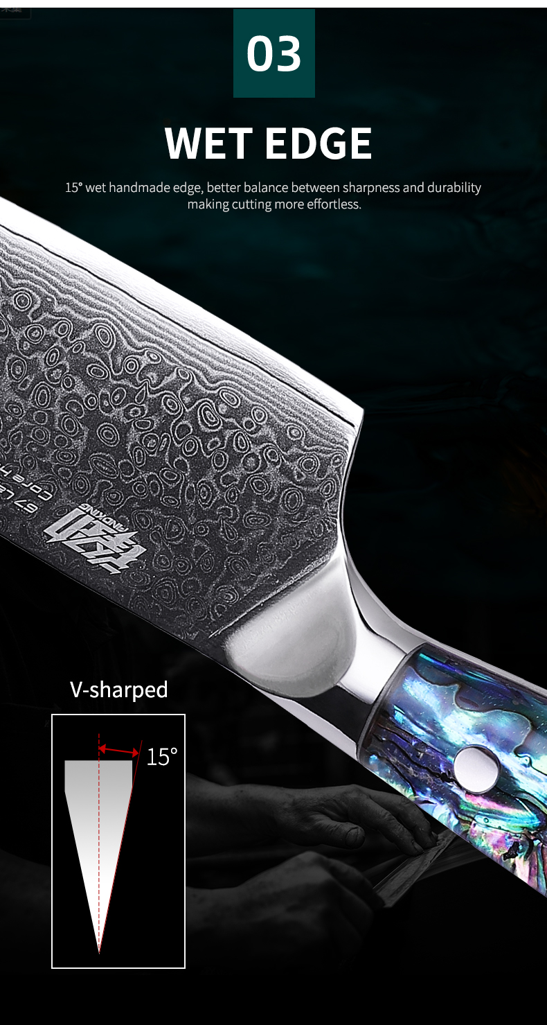 FINDKING Gorgeous Series 67 Layers Damascus Steel Kitchen Knives Abalone Resin Handle Professional Butcher Meat Cleaver Knife