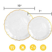 Assiettes en plastique de couleur personnalisable avec des bords ornés d'or/d'argent, vaisselle décorative élégante pour les mariages et les fêtes
