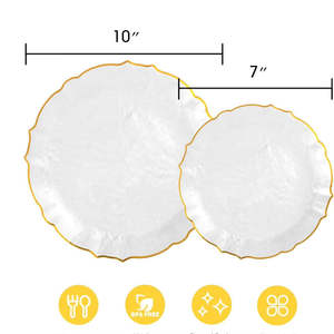 Assiettes en plastique de couleur personnalisable avec des bords ornés d'or/d'argent, <span class=keywords><strong>vaisselle</strong></span> décorative élégante pour les mariages et les fêtes - Product Image 6