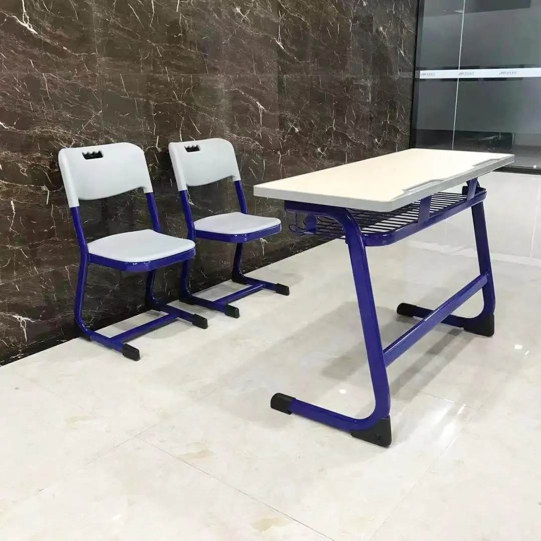 Fabrika toptan okul mobilyaları çift tezgah öğrenci sırası ve sandalye seti okuma masası eğitim mobilya