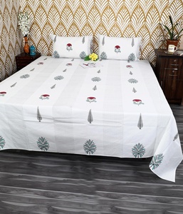 Best Selling Hand Block Print Cotton Flat Bedsheet Boho Floral Indian Bedding Queen <b>King</b> <b>Size</b> for Wholesale Price - Product Image 6