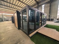 Bâtiment de bureau pliable en verre à aile unique, design moderne, pour supermarchés et espaces de vie