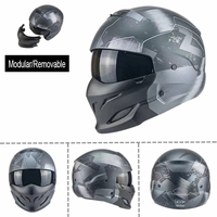 Casque de moto modulaire vintage 3/4 noir, style rétro, demi-casque ouvert pour vélo électrique, scooter, moto