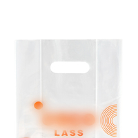 Sac à emporter en plastique personnalisé avec poignée découpée, sac jetable en PE pour emballage de thé au lait, café, boissons