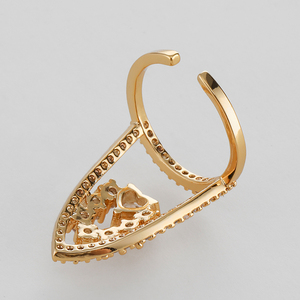 Новинка, Женское кольцо-ручка, регулируемое кольцо для ногтей с полностью алмазным наконечником, кольца с золотым покрытием и блестящим кубическим цирконием, кольцо в форме ногтя - Product Image 2