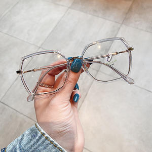 Monturas de gafas geométricas retro para mujer, montura completa, antiluz azul, lentes de acetato TR90, forma irregular N1 00123 - Product Image 3