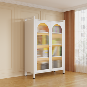 Armario de Almacenamiento Cerrado SANJIAN, Armario Organizador Alto con Panel de Puerta Semi Transparente - Product Image 6