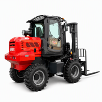 Chariot élévateur tout-terrain 8T, articulé 4x4, élévateur standard de 3m à élévateur sur mesure de 6m, conçu pour le transport de fournitures en vignoble