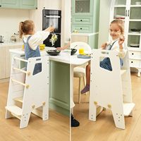Torre de aprendizaje Montessori de madera ajustable con asiento extraíble para niños pequeños