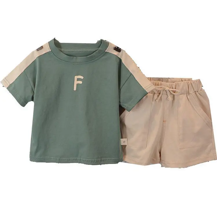 Wholesale Kids Loose Casual Fashion Boys Suit Short Sleeve Shorts Children 2 Pcs Clothes Sets