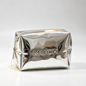 Bolsa de cosméticos personalizada con logotipo 3D de belleza, bolsas de maquillaje de PU metálicas, neceser portátil de moda con cremallera para viajes de mujer - Product Image 3