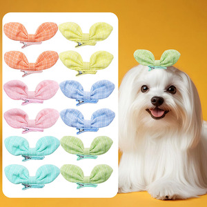 Moño Decorativo para Mascotas, Hecho a Mano, Transpirable y Ecológico, de Tela de Poliéster, con Diseño de Orejas de Conejo y Flores, para Perros y Gatos - Product Image 1