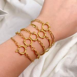 Bracelets de mode plaqués or 18 carats étanches, avec fermoir à ressort, chaîne trombone, bracelet serpent, collier cubain inaltérable - Product Image 4